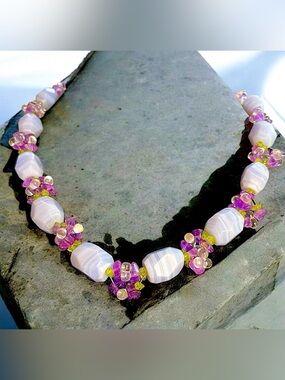 Signed Ross-Simons Chalcedony Multi-Gemstone Sterling Toggle Necklace